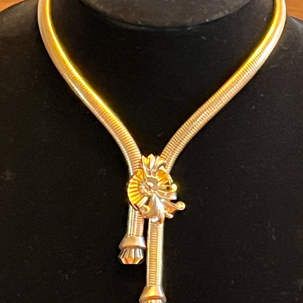 PSCO 1/20 10k GF Victorian Snake Chain Lariat Necklace signed.